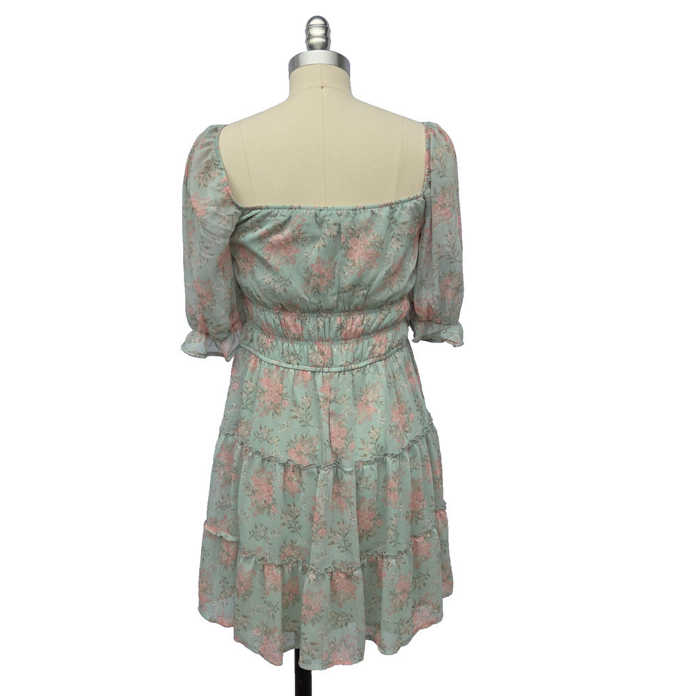 Vintage Y2K Trixxi Milkmaid Dress Size M Floral Coquette Blue Fairy Cottage - Picture 5 of 7